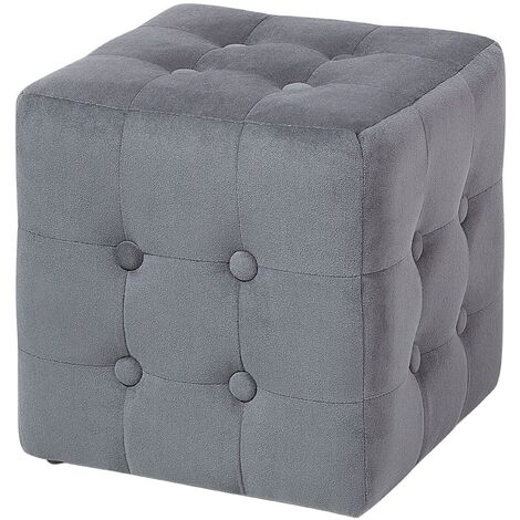 Pouf Cube Footstool Padded Fabric Footrest Bedroom Living Room Grey Wisconsin - Grey
