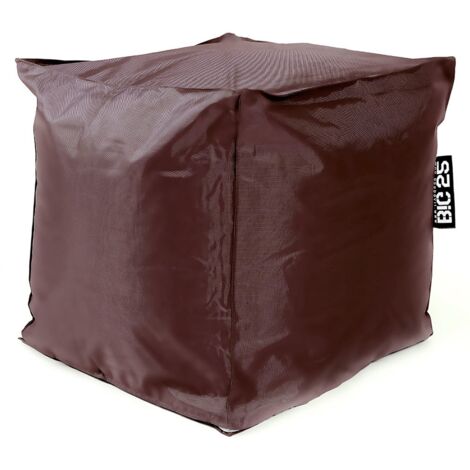 Pouf Cube Intérieur, Déhoussable, Salon, Chambre, Chocolat BiG52