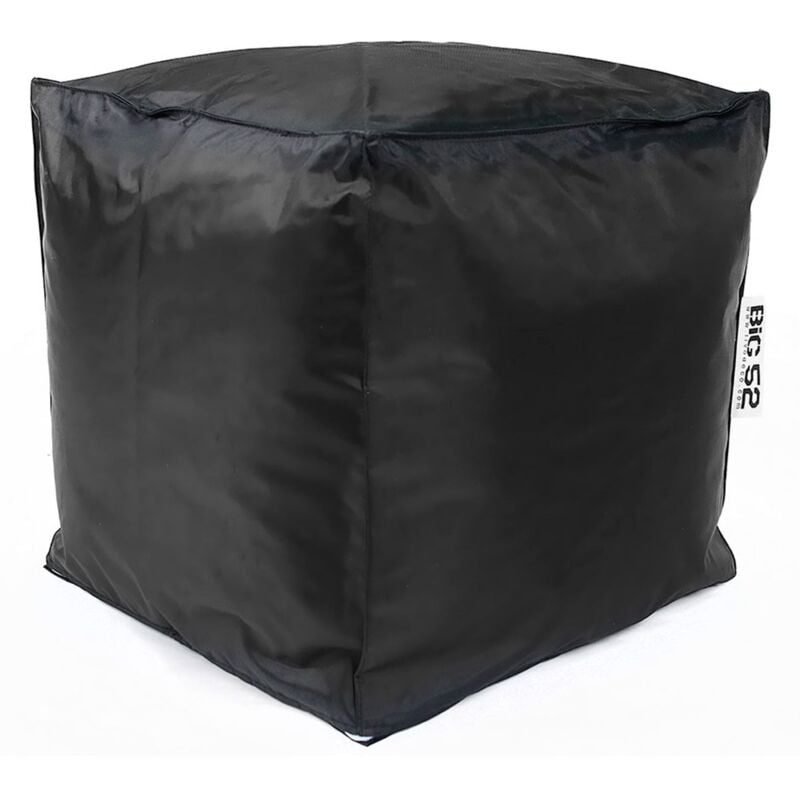 Livedeco - Pouf Cube Intérieur, Déhoussable, Salon, Chambre, Noir BiG52