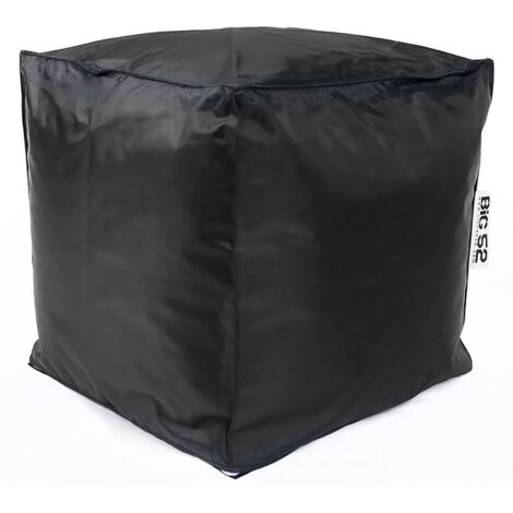 Pouf Cube Intérieur, Déhoussable, Salon, Chambre, Noir BiG52