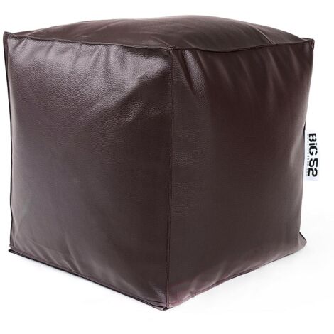 Pouf Cube Intérieur, Déhoussable, Salon, Chambre, Simili Cuir Chocolat BiG52