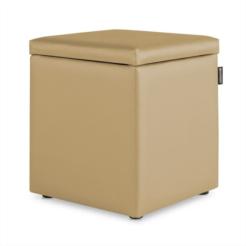 pouf cube rangement similicuir beige pack 2 unités beige - beige
