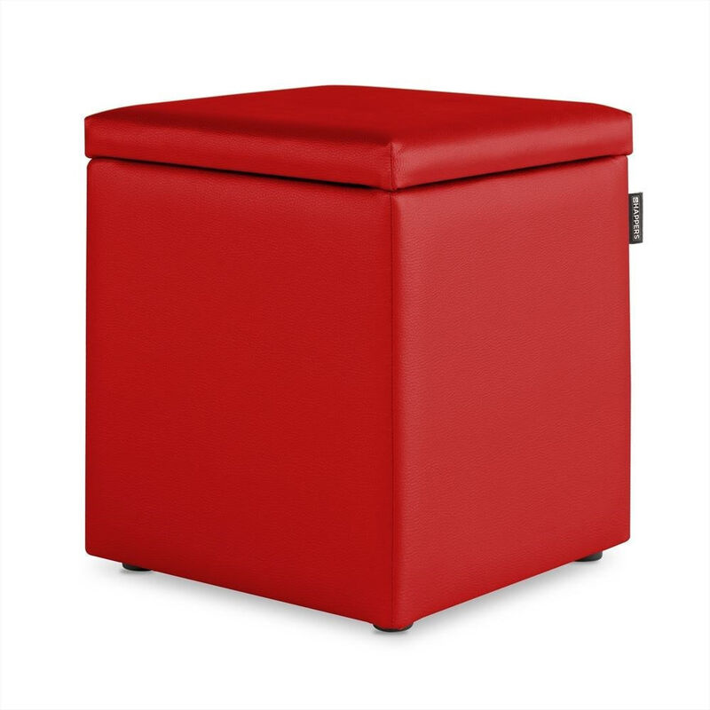 happers - pouf cube rangement similicuir rouge 1 unité rouge - rouge
