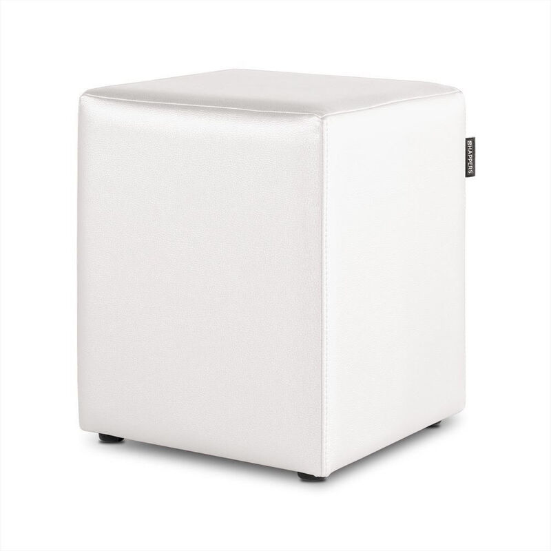 Pouf Cube Similicuir Blanc 1 unité Blanc