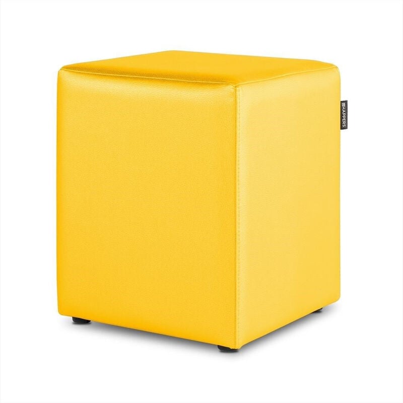 Pouf Cube Similicuir Jaune 1 unité Jaune