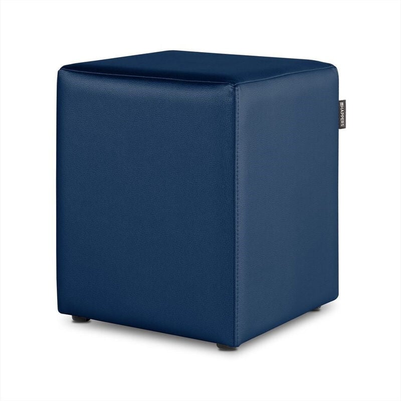 Pouf Cube Similicuir Bleu 1 UNITÉ Bleu