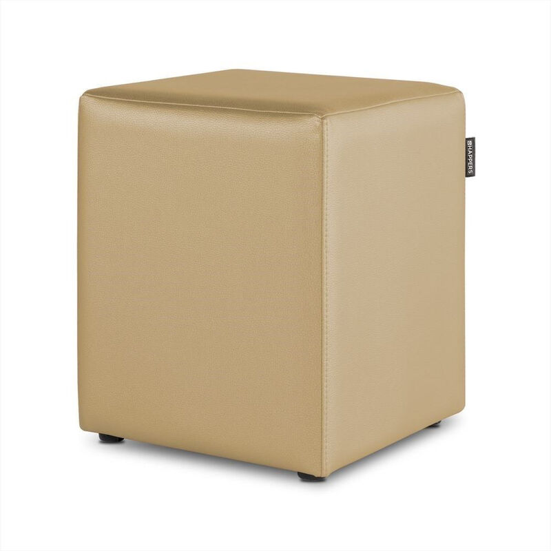 Happers - Pouf Cube Similicuir Beige 1 unité Beige