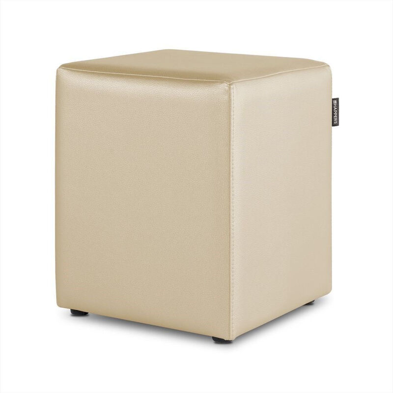 Happers - Pouf Cube Similicuir Écru 1 unité Écru