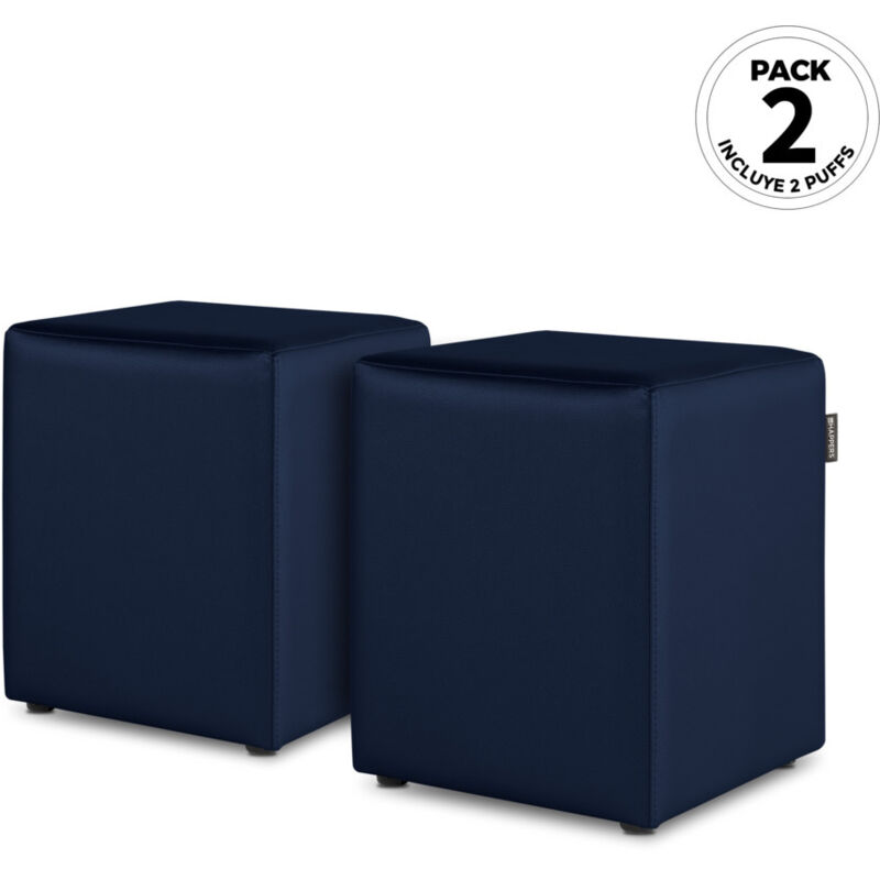 Happers - Pouf Cube Similicuir Marine pack 2 unités Marine