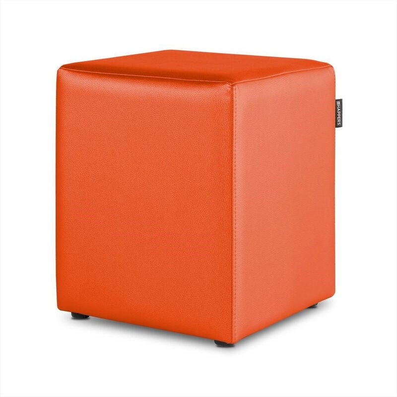 Pouf Cube Similicuir Orange 1 unité Orange
