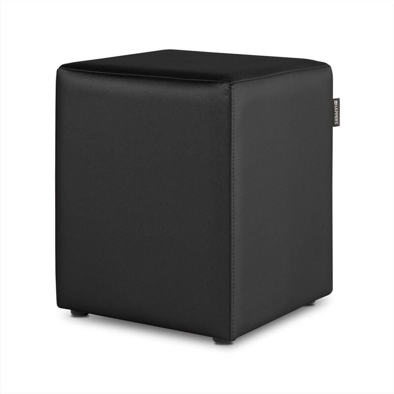 Pouf Cube Similicuir Noir 1 unité Noir