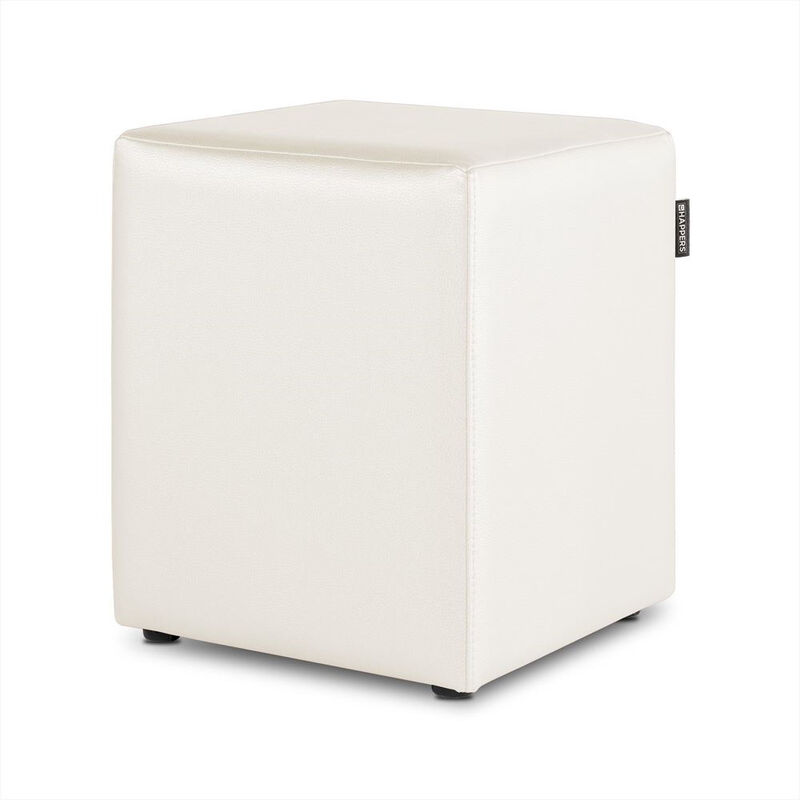 Happers - Pouf Cube Similicuir pour Extérieur ou Intérieur Blanc
