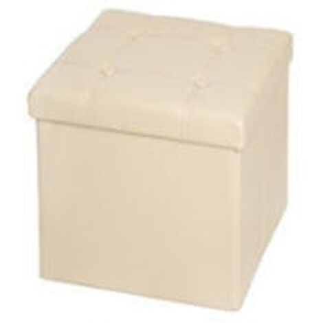 Pouf Cubique En Simili-cuir, Repose-pieds En Forme De Houppette, Couleur Beige