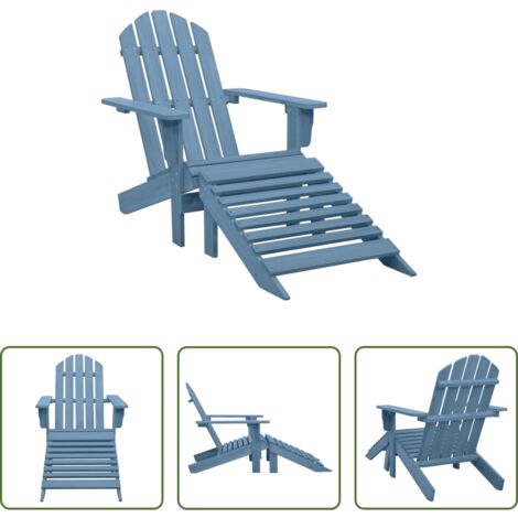 Pouf da giardino -  Sedia Giardino Adirondack con Ottomana Massello di Abete Blu