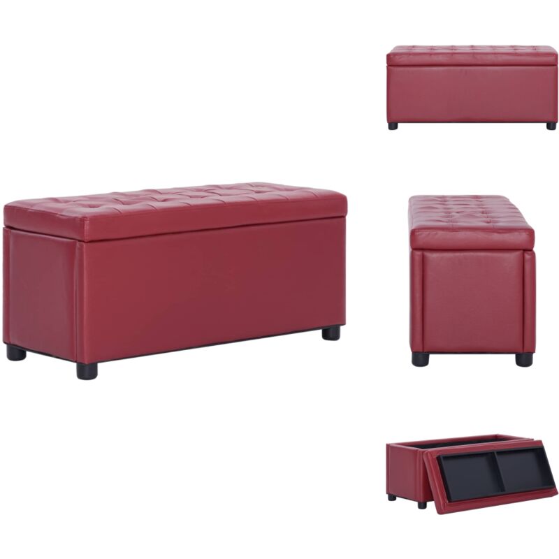 Vidaxl - Pouf de rangement 87,5 cm Rouge bordeaux Similicuir - Pouf De Rangement - Pouf Coffre - Banc Avec Rangement - Meuble De Salon - Décoration