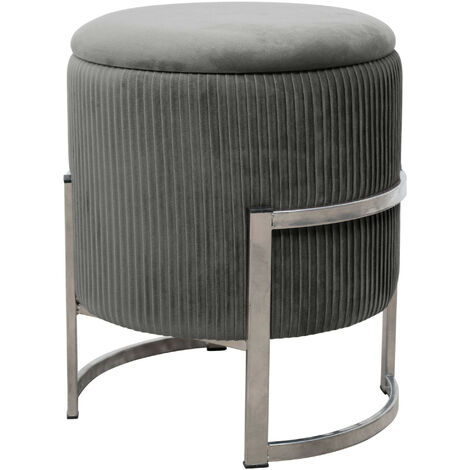 Pouf de Rangement avec Couvercle AKORD PORTO velour colour Gris Graphite hauteur 46 cm