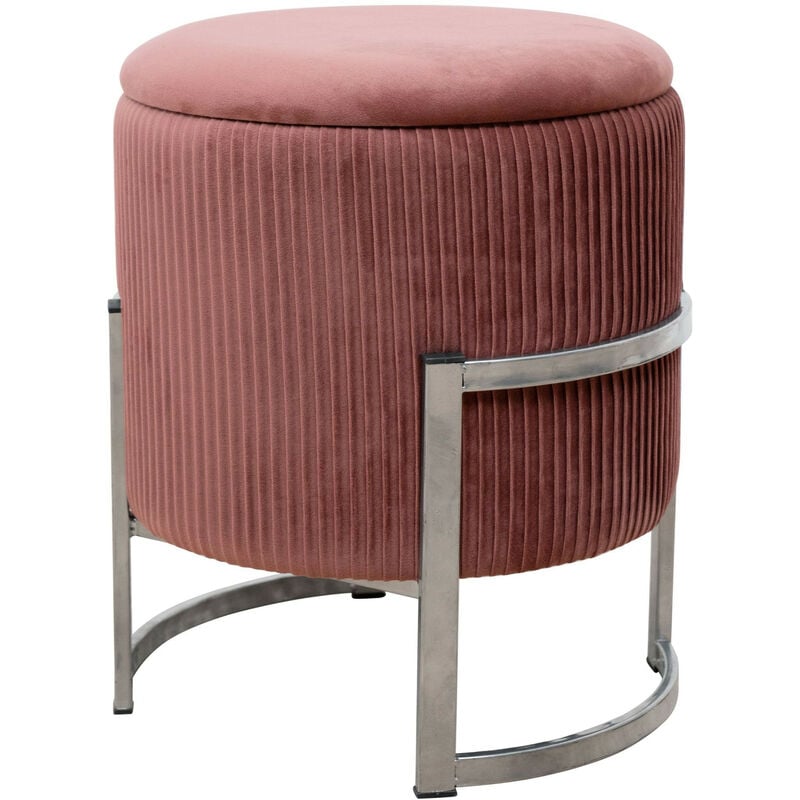 Pouf de Rangement avec Couvercle Akord porto velour colour Rose hauteur 46 cm