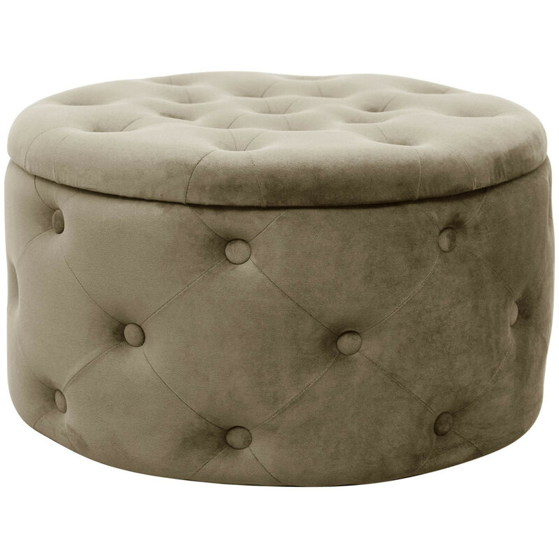 Akord - Pouf de Rangement avec Couvercle matelassé alia velour colour Beige hauteur 30 cm Akord - Pouf de Rangement avec Couvercle matelassé alia velour colour Beige hauteur 30 cm