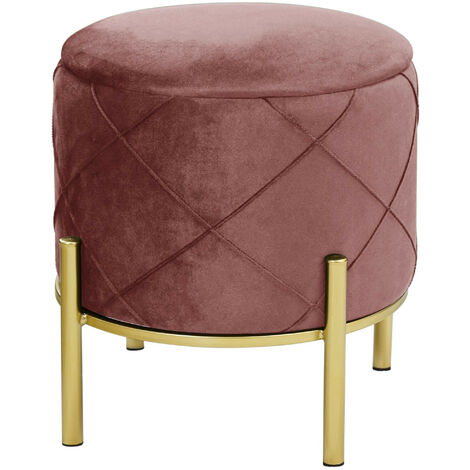 Pouf de Rangement avec Couvercle matelassé AKORD SAVANA velour colour Rose hauteur 40 cm