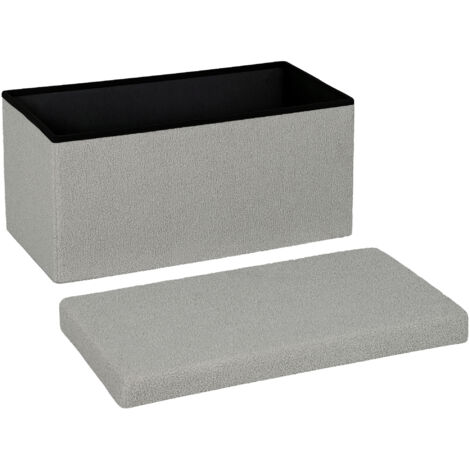 Pouf de rangement, banquette rembourrée avec espace de rangement et couvercle pour salon, chambre, couloir, gris clair