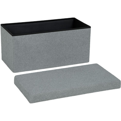 Pouf de rangement, banquette rembourrée avec espace de rangement et couvercle pour salon, chambre, couloir, gris foncé