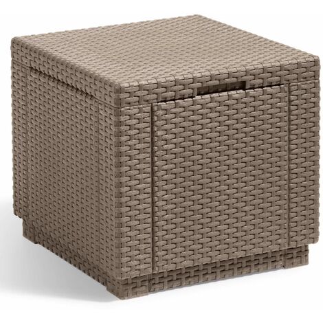 Allibert Pouf Stockage Cube Tabouret Repose-pied Jardin Cappuccino/Graphite