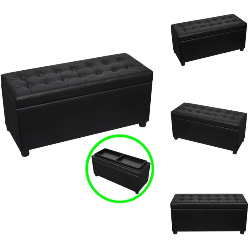 Vidaxl - Pouf de rangement Cuir synthétique Noir - Pouf De Rangement - Ottoman - Meuble De Salon - Banc Coffre - Rangement Décoratif
