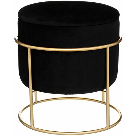 Pouf de Rangement en Velours 24 cm - Noir - SILUMEN