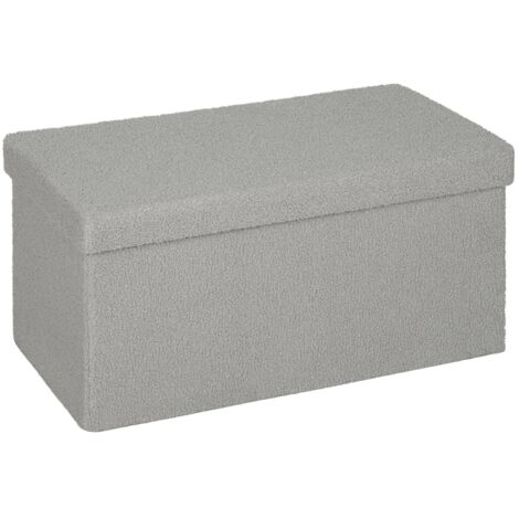 Pouf de rangement gris clair avec couvercle, banquette pratique entrée chambre