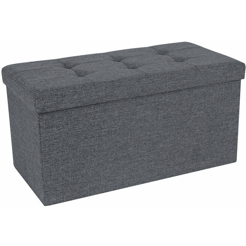 Helloshop26 - Pouf de rangement pliable 76 x 38 x 38 cm chargement max. de 300 kg tissu gris foncé