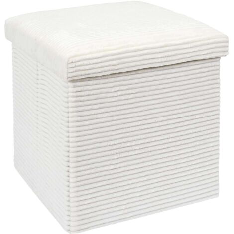 Pouf de rangement pliable effet côtelé