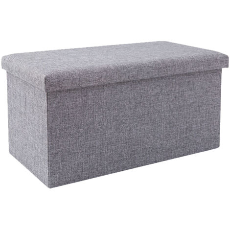 Pouf de Rangement Pliable en Tissu Gris, Tabouret Récupérateur Multifonction pour Salon et Chambre
