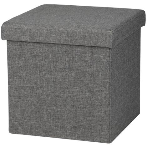 Pouf de rangement pliable en tissu "Kube" - Gris foncé - L 38 x P 38 x H 38 cm - Livraison gratuite