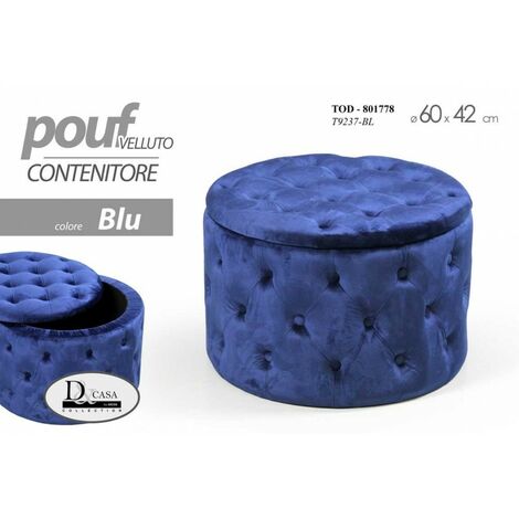 Pouf de rangement rétro bleu 60 cm