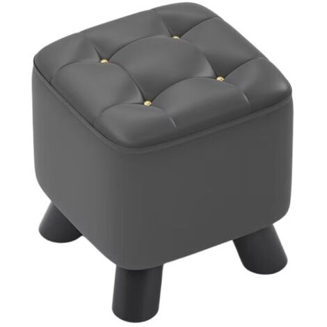 Pouf de Rangement, Tabouret rembourré Carré, pour Salon, Optique Lin, Repose-Pieds,28 x 25 cm,Gris Foncé