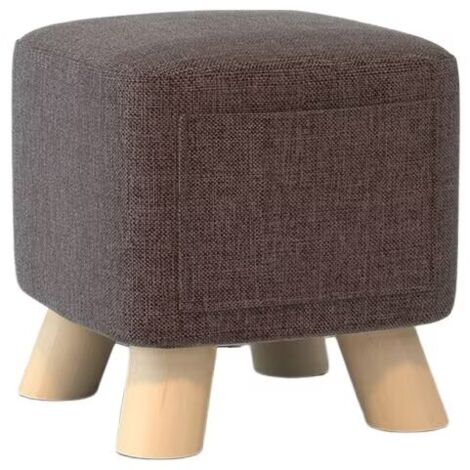 Pouf de Rangement, Tabouret rembourré Carré, pour Salon,Avec poches, Optique Lin, Repose-Pieds,28 x 25 cm, Brun