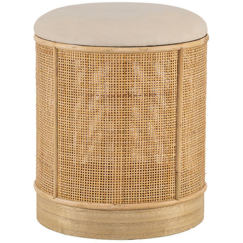 Nordlys - Pouf de Salon en Bois et Velours