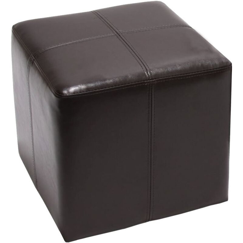Jamais utilisé] Pouf dé, tabouret Onex, cuir, 36x36x36cm, marron