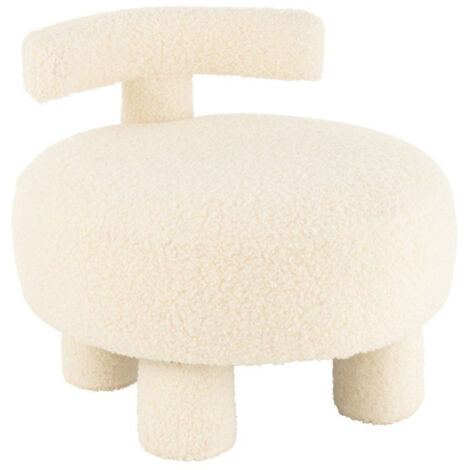 Pouf Design avec Dossier "Bouclette" 52cm Blanc
