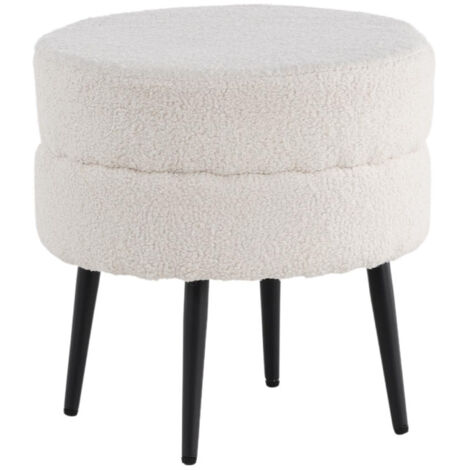 Pouf Design Bouclette "Pot" 40cm Blanc