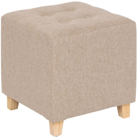 Pouf Design en Tissu "Leandre" 35cm Beige