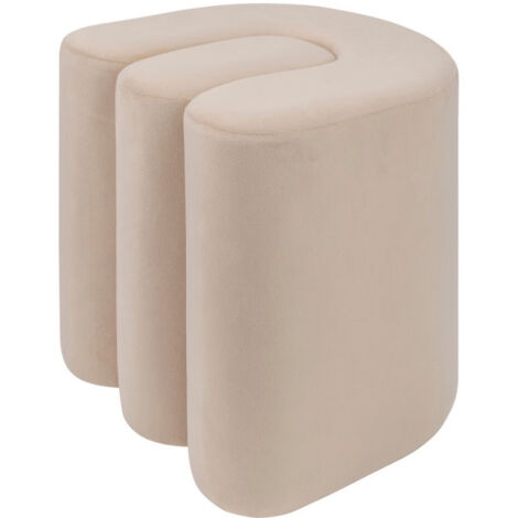 Pouf Design en Velours "Bolan" 40cm Beige
