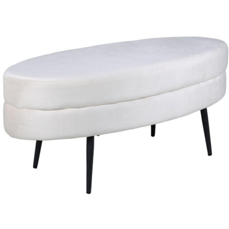 Pouf Design en Velours "Otto" 100cm Blanc Cassé