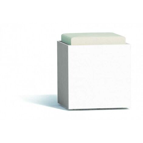 Pouf design moderne 40x40 H47,5 cm en polymère blanc avec coussin pour intérieur et extérieur - Fabriqué en Italie - Monacis