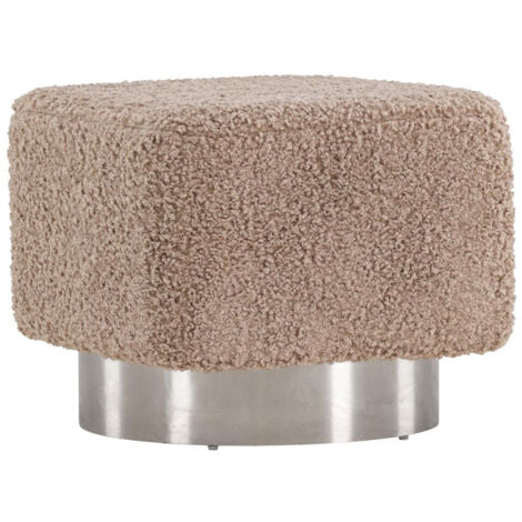 Pouf Design Tissu Bouclette "Newton" 45cm Marron