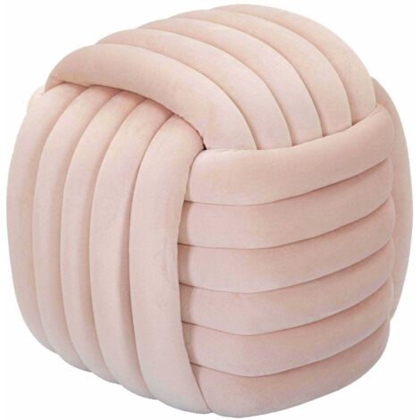 Pouf design tressé rembourré en velours style moderne Softy - Rose