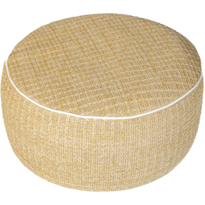 Pouf d'extérieur effet raphia rond - 53x23cm
