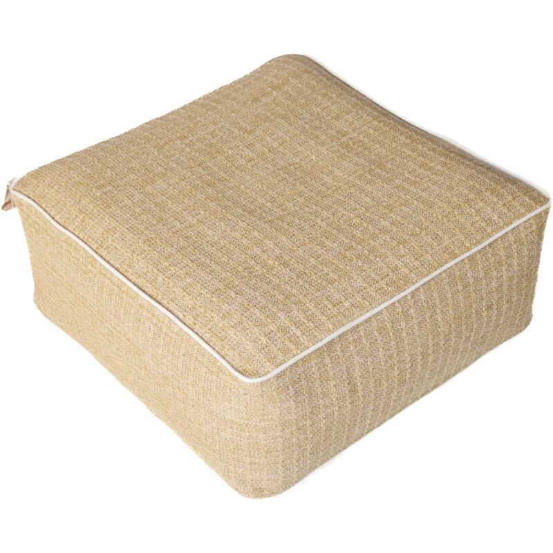 Pouf d'extérieur effet raphia carré - 58x58x25cm