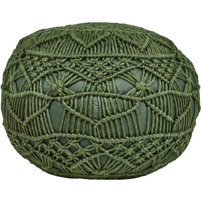 Pouf d'Extérieur Matière Synthétique 50 x 50 x 30 cm Tissé à la Main Accessoires de Jardin Vert Aadhi