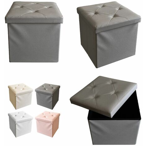 Pouf contenitore ecopelle grigio